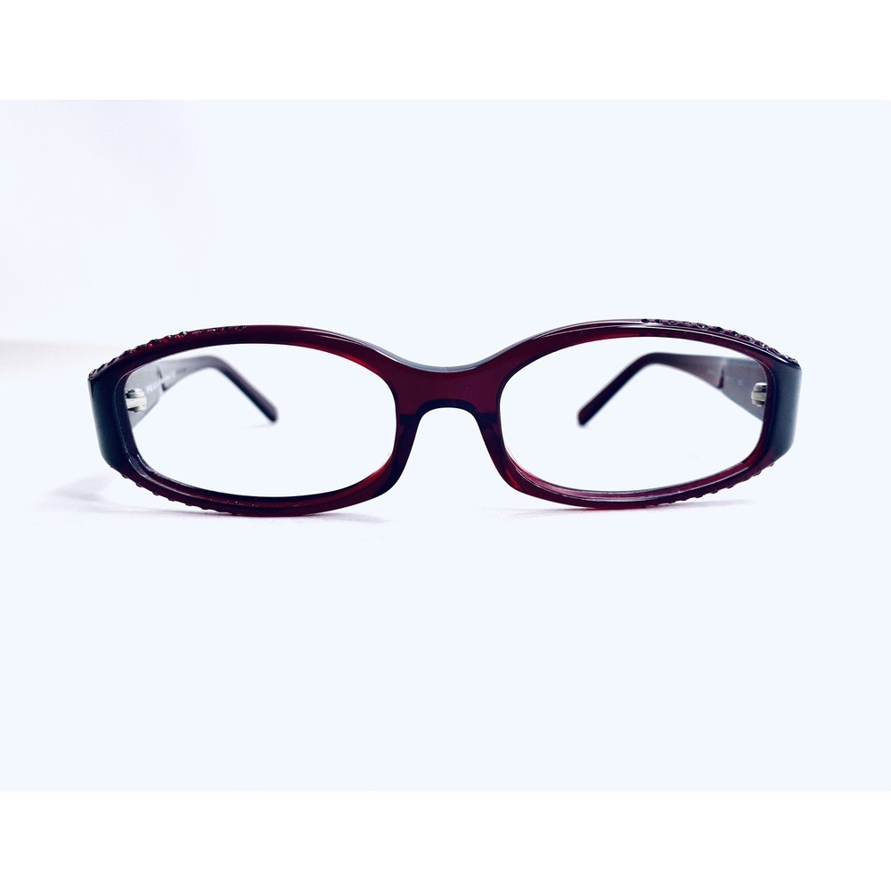 Prada Red Clear Rectangular Oval Eye Glasses Red Rubies Italy VPR08F 52 17 130